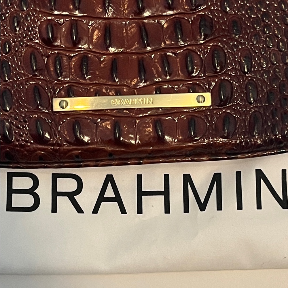 Brahmin Dark Brown Crocodile Crossbody Bag - Picture 2 of 7